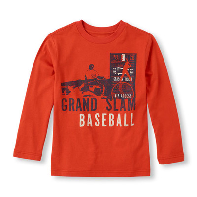 Long Sleeve 'Grand Slam Baseball' Graphic Tee, ChildrensPlace, 