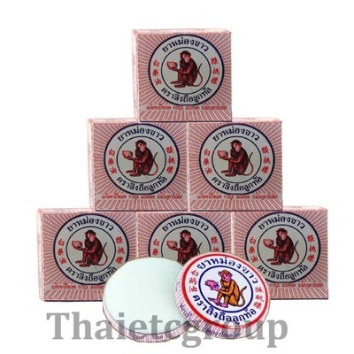 6 X 8 g. Thailand White Monkey Holding Peach Medicated Balm Muscle Pain Relief.. Free 1 Gift, Amazon, 