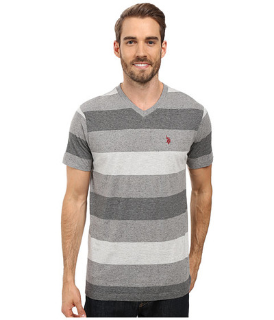 U.S. POLO ASSN. V-Neck Tri-Colored Stripe T-Shirt, 6pm, 