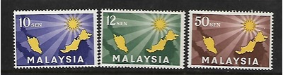 MALAYSIA, 1-3, MNH, MAP OF MALAYSIA AND 14-POINT STAR, HipStamp, 