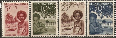 1957 Netherlands New Guinea Scott B11-B14 fight against infant mortality MNH, HipStamp, 