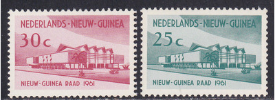 Netherlands New Guinea # 41-42, Council Building, Mint NH, HipStamp, 