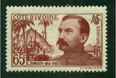 Ivory Coast 1937 #159 MH SCV(2020)=$0.35, HipStamp, 