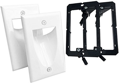 KCC Industries 1-Gang Recessed Low Voltage Cable Plate with Mounting Bracket (2-Pack, White), Amazon, 
