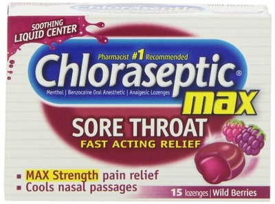 Chloraseptic Max Strength Sore Throat Lozenges | Wild Berries | 15 ct |Pack of 4 | Maximum Strength Sore Throat Relief, Amazon, 