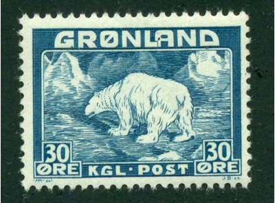 Greenland 1938 #7 MH SCV(2018)=$4.50, HipStamp, 