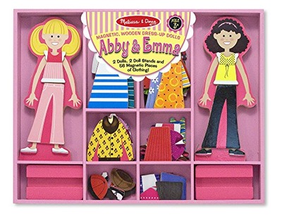 Melissa & Doug Abby and Emma Deluxe Magnetic Wooden Dress-Up Dolls Play Set (55+ pcs), Amazon, 