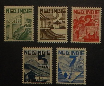 Netherlands Indies 263-67. 1946 1c-7.5c Pictorials, HipStamp, 