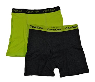 Calvin Klein Boys Charcoal & Lime 2Pk Underwear Boxer Briefs, Amazon, 