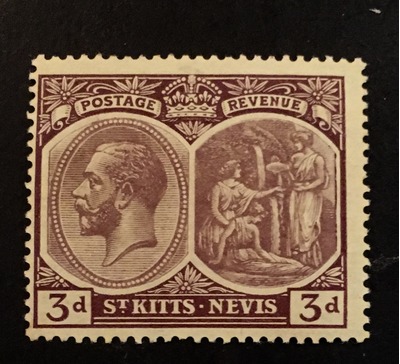 St. Kitts-Nevis Scott 29 KGV Three Penny-Mint, HipStamp, 
