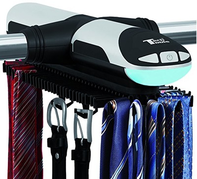 Tech Tools Automatic Revolving Tie and Belt Rack with Bottom Hooks and Built-in LED Light, Amazon, 