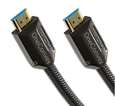 OneConvey 4K HDMI Cable 6 Feet -Ultra High Speed 18Gbps Support Ethernet/ARC 28AWG OD8.6mm Video 4K UHD 2160 HD 1080P 3D Xbox PS PS3 PS4 Apple TV Blue Plastic Core Gold Plated Copper Connectors, Amazon, 