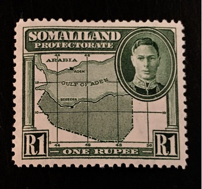 Somaliland Protectorate Scott 104 KGVI 1 Rupee Map Definitive-Mint, HipStamp, 