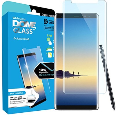 Galaxy Note 8 Screen Protector Tempered Glass (Replacement Set), [Liquid Dispersion Tech] 3D Curved Full Cover Dome Glass Easy Install by Whitestone for Samsung Galaxy Note 8 - Spare Kit (No UV Light), Amazon, 