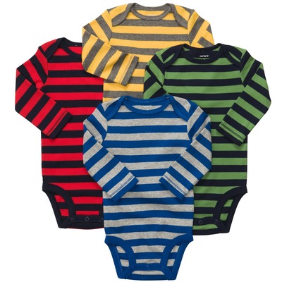 4-Pack Long-Sleeve Striped Bodysuits, Carters, США
