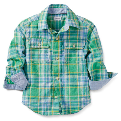 Contrast-Cuff Plaid Shirt, Carters, США