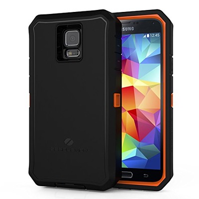 [180 Days Warranty][Case WITHOUT Battery]ZeroLemon Samsung Galaxy S5 Zero Shock Series - Rugged Orange / Black Hybrid Protection Case, Includes Free High Quality Screen Protector - World's Only Universal Form Fitting Case, Fits any Battery Size, Amazon, 