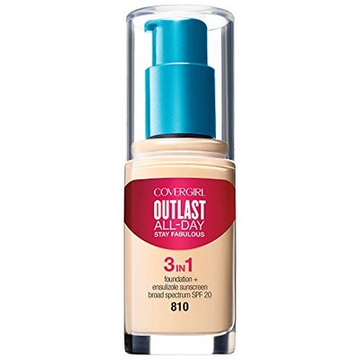 COVERGIRL Outlast All-Day Stay Fabulous 3-in-1 Foundation, 1 Bottle (1 oz), Classic Ivory Tone, Liquid Matte Foundation and SPF 20 Sunscreen (packaging may vary), Amazon, 