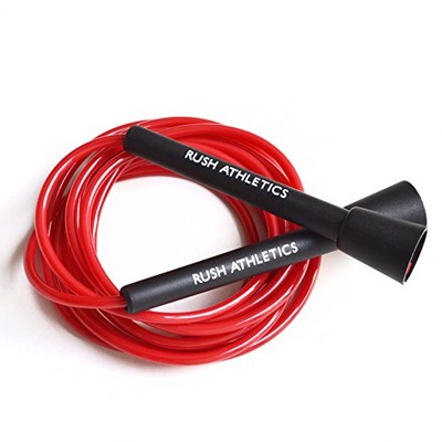 RUSH ATHLETICS SPEED ROPE Black / Red - Best for Boxing MMA Cardio Fitness Training - Speed - Adjustable 10ft JUMP ROPE Sold by RUSH ATHLETICS, Amazon, 