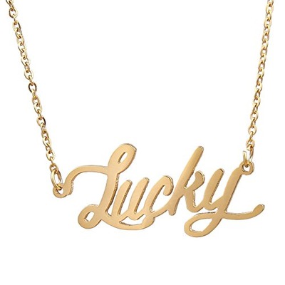 HUAN XUN Gold Plated Letter Charm Necklace, Lucky, Amazon, 
