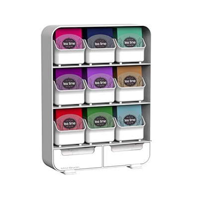 Mind Reader 9 Removable Drawers Tea Bag holder and Condiment Organizer, White, Amazon, США