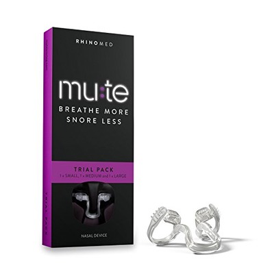 Rhinomed Mute Anti Snoring Aid Solution, Nasal Dilator for Snore Reduction, Breathe Better, Sleep Aid, Comfortable Nose Vent, Assorted, Amazon, 