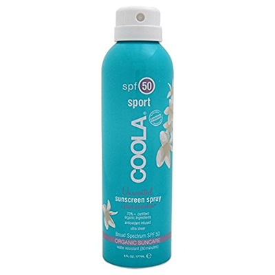 COOLA Organic Suncare, Eco-Lux Size, Unscented Sport Sunscreen Spray, SPF 50, 8 fl. Ounce, Amazon, 