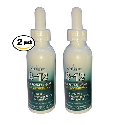 2 pack, Wellesse Liquid B-12 Fast Absorbing Promotes Energy, 120 servings total, Amazon, 