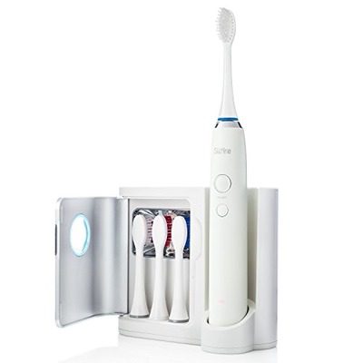 Sterline Sonic Electric Rechargeable Toothbrush w/ UV Sanitizer and 12 Replacement Heads, 4 Brushing Modes, Elite Toothbrush with Smart Clean Technology, White, Amazon, 
