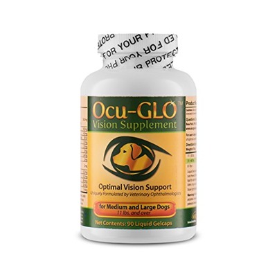 Ocu-GLO Vision Supplement for Dogs by Animal Necessity - Antioxidant Vision - Protect Against Diabetic Cataracts and Age-Related Eye Problems - Medium to Large Dogs (11+ lbs) - 90 Gelcaps, Amazon, 