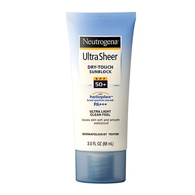 Neutrogena Ultra Sheer Dry-Touch Sunscreen Broad Spectrum SPF 55, 3 fl. oz., Amazon, 