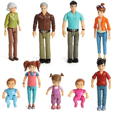 Sweet Li'l Family Set of 9 Action Figure Set- Grandpa, Grandma, Mom, Dad, Sister, Brother, Toddler, Twin Boy & Girl, Amazon, 