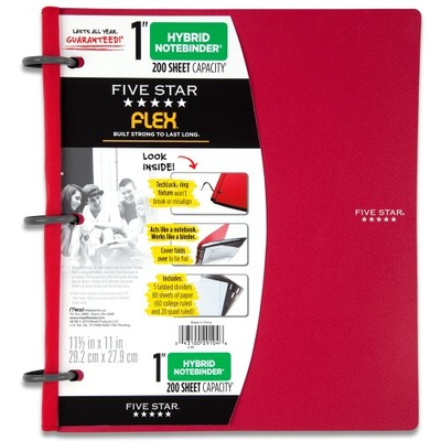 Five Star Flex NoteBinder, 1 Inch Binder, Notebook and Binder All-in-One, Red (72005), Amazon, 