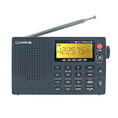 C Crane CC Skywave AM, FM, Shortwave, Weather and Airband Portable Travel Radio with Clock and Alarm, Amazon, 
