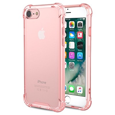 MoKo Case for iPhone 7 - Shock Absorption Flexible TPU Bumper Anti-Scratch Rigid Slim Protective Cases Clear Back Cover for Apple iPhone 7 (2016), Light PINK, Amazon, 