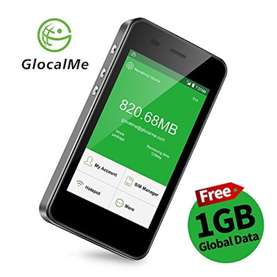 GlocalMe G3 4G LTE Mobile Hotspot, [Upgraded Version] Worldwide High Speed WIFI Hotspot with 1GB Global Initial Data, No SIM Card Roaming Charges International Pocket WIFI Hotspot MIFI Device (Black), Amazon, 