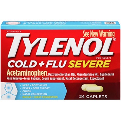 Tylenol Cold and Flu Severe Caplets, 24 Count, Amazon, 