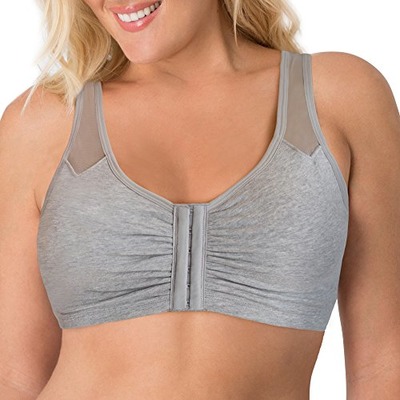 Fruit of the Loom Women's Comfort Front Close Sport Bra with Mesh Straps, Heather Grey, 36, Amazon, 