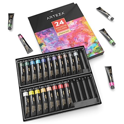 ARTEZA Gouache Premium Artist Paints Set - 24 Colors (24 x 12 ml / 0.74 US fl oz), Amazon, 