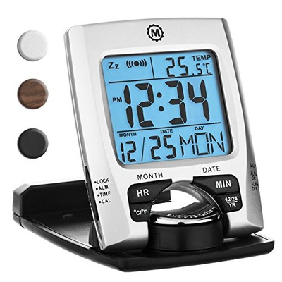 Marathon CL030023 Travel Alarm Clock with Calendar & Temperature - Battery Included, Amazon, 