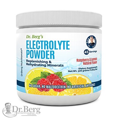 Dr. Berg's Electrolyte Powder, High Energy, Replenish & Rejuvenate Your Cells, 45 Servings, NO Maltodextrin or Sugar, Amazing Raspberry Lemon Flavor (Solo Pack), Amazon, 