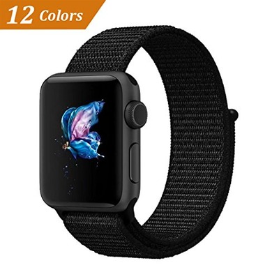 QIENGO For Apple Watch Band 42MM, Nylon Sport Loop with Hook and Loop Fastener, Adjustable Closure Wrist Strap, Replacement Band for iWatch Series 1/2/3, 42mm, Dark Black, Amazon, 