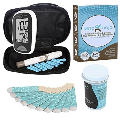 KETO-MOJO Blood Ketone and Glucose Testing Meter Kit, Monitor your ketogenic diet, 1 Lancet Device, 10 Lancets, 10 Ketone Test Strips, Carrying Case. Does NOT include Glucose Strips, Amazon, США