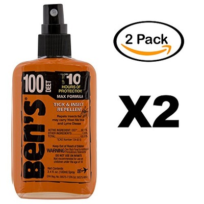 Ben's 100% Deet Tick Mosquito Insect & Bug Repellent 3.4 Ounce Oz Pump Spray (2 Pack), Amazon, 