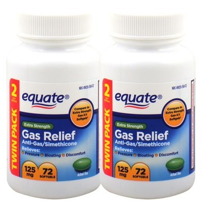 Equate Extra Strength Gas Relief 125 mg 72 Softgels (Twin Pack), Amazon, 
