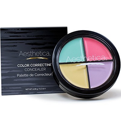 Aesthetica Color Correcting Cream Concealer Palette - Conceals Blemishes / Imperfections - Includes Green, Purple, Yellow, Salmon Color Correctors, Amazon, 