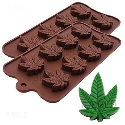 Marijuana Pot Leaf Silicone Candy Mold Trays for Chocolate Cupcake Toppers Gummies Ice Soap Butter Small Brownies or Party Novelty Gift, 2 Pack, Amazon, 