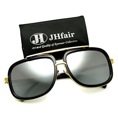 JHfair Square Aviator Fashion Mens Womens Sunglasses Brand Designer, Amazon, 