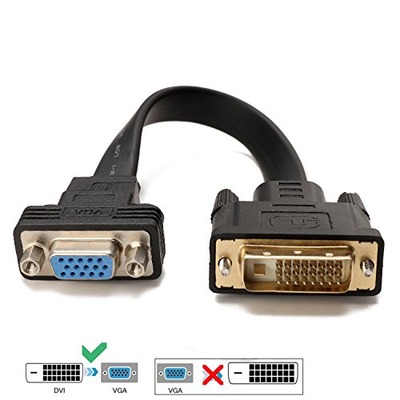 CableDeconn Active DVI-D Dual Link 24+1 male to VGA Female Video with Flat Cable Adapter Converter, Amazon, 