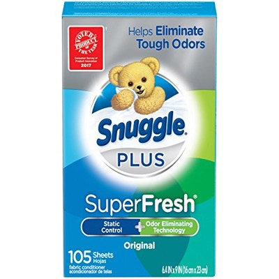 Snuggle Plus Super Fresh Fabric Softener Dryer Sheets with Static Control and Odor Eliminating Technology, 105 Count (Packaging May Vary), Amazon, 